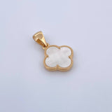 Dije Trebol 1.85gr / 2.4cm / Nacar Blanco Oro Amarillo Nac.Esp. 18K &