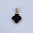 Dije Trebol 1.85gr / 2.4cm / Onix Negra Oro Amarillo Nac.Esp. 18K &