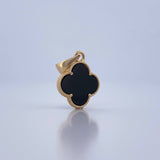 Dije Trebol 1.85gr / 2.4cm / Onix Negra Oro Amarillo Nac.Esp. 18K &