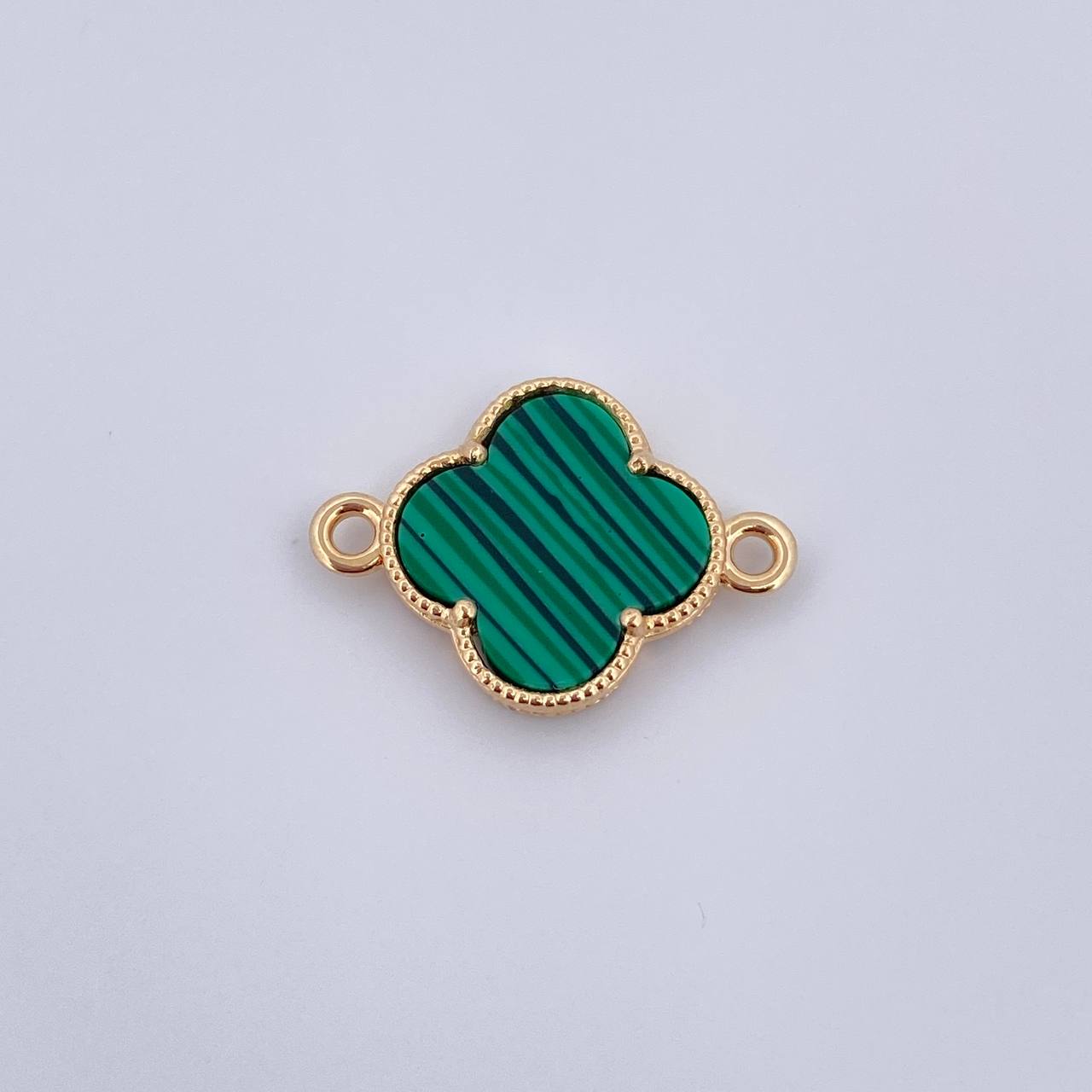 Herraje Trebol 1.4gr / 2cm / Malaquita Verde Oro Amarillo Nac.Esp. 18K &