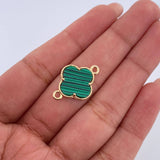 Herraje Trebol 1.4gr / 2cm / Malaquita Verde Oro Amarillo Nac.Esp. 18K &