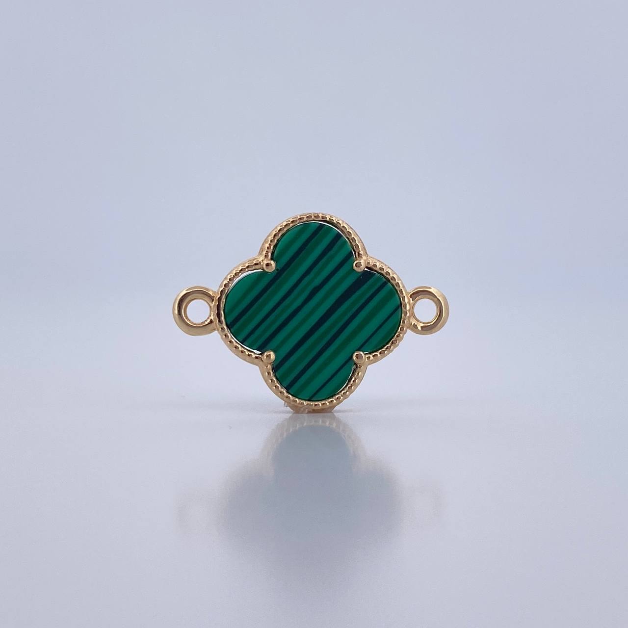 Herraje Trebol 1.4gr / 2cm / Malaquita Verde Oro Amarillo Nac.Esp. 18K &
