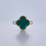 Herraje Trebol 1.4gr / 2cm / Malaquita Verde Oro Amarillo Nac.Esp. 18K &