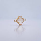 Herraje Trebol 1.15gr / 1.7cm / Nacar Blanco Oro Amarillo Nac.Esp. 18K &