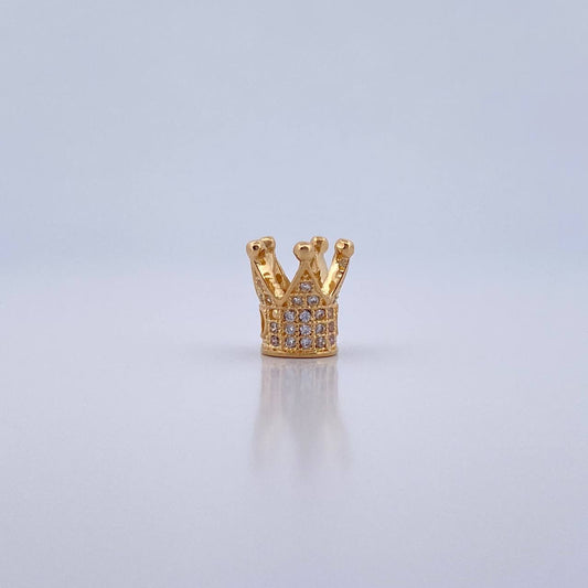 Herraje Corona 1.7gr / 1cm / Circones Blancos Oro Amarillo 18K &