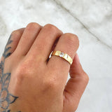 Anillo Solitario Recto Inscrustado 2.55gr / T6 / Circon Blanco Oro Amarillo 18K *
