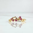 Anillo Rama Corazones 1.2gr / T6 1/2 / Circones Fucsia Oro Amarillo 18K *