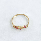 Anillo Rama Corazones 1.2gr / T6 1/2 / Circones Fucsia Oro Amarillo 18K *