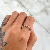 Anillo Rama Corazones 1.2gr / T6 1/2 / Circones Fucsia Oro Amarillo 18K *