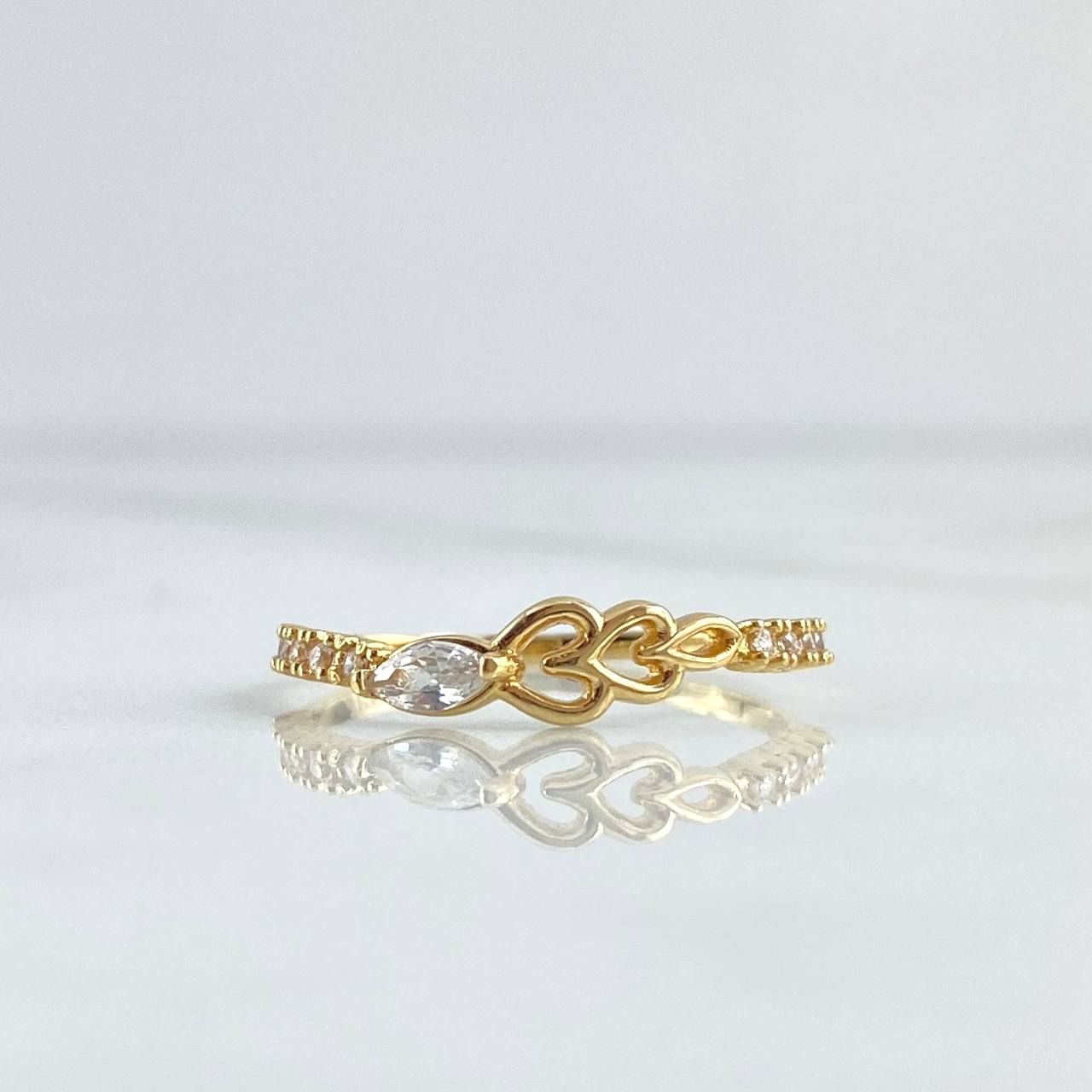 Anillo Corazon Vectoreal 1.45gr / T7 1/4 / Circones Blancos Oro Amarillo 18K *