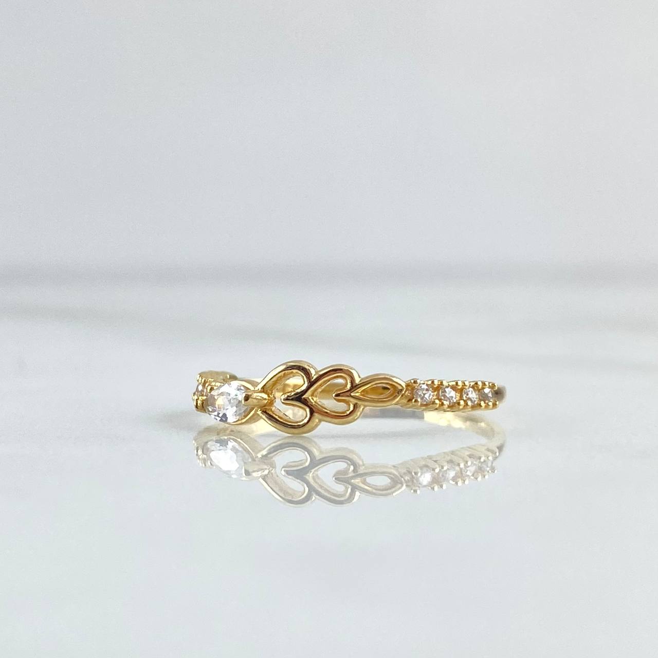 Anillo Corazon Vectoreal 1.45gr / T7 1/4 / Circones Blancos Oro Amarillo 18K *