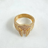 Anillo  Casco De Gladiador  8.6gr / T9 1/2 / Circones Blancos Oro Amarillo 18K