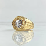 Anillo Leon Tribalizado 8.55gr / T10 / Dos Oros Amarillo Blanco 18K *