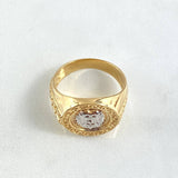 Anillo Leon Tribalizado 8.55gr / T10 / Dos Oros Amarillo Blanco 18K *