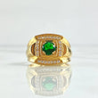 Anillo Marco Amplio 6.2gr / T9 1/2 / Circones Blancos Verdes Oro Amarillo 18K
