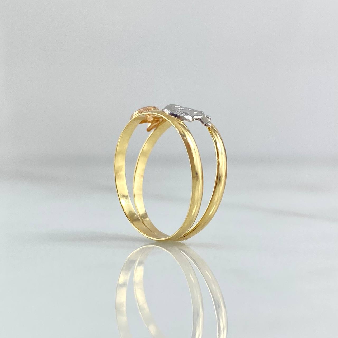 Anillo Vaca Doble 1.1gr / T3 1/2 / Tres Oros 18K