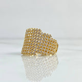 Anillo Malla Tupida 6.25gr / T5 3/4 / Circones Blancos Oro Amarillo 18K *