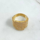Anillo Malla Tupida 6.25gr / T5 3/4 / Circones Blancos Oro Amarillo 18K *