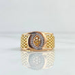 Anillo Aro Hoz Bifurcada 4.85gr / T7 / Circones Blancos Tres Oros 18K *