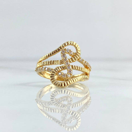 Anillo Nota Musical 4.2gr / T6 3/4 / Circones Blancos Oro Amarillo 18K *