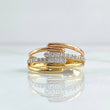 Anillo Rustico Entrelazados 3.85gr / T7 1/2 / Circones Blancos Tres Oros 18K *