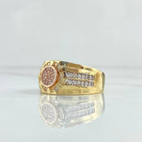 Anillo Mosaico Circular 9.3gr / T10 1/4 / Circones Blancos Oro Amarillo 18K *