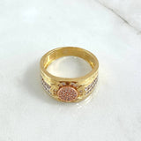 Anillo Mosaico Circular 9.3gr / T10 1/4 / Circones Blancos Oro Amarillo 18K *