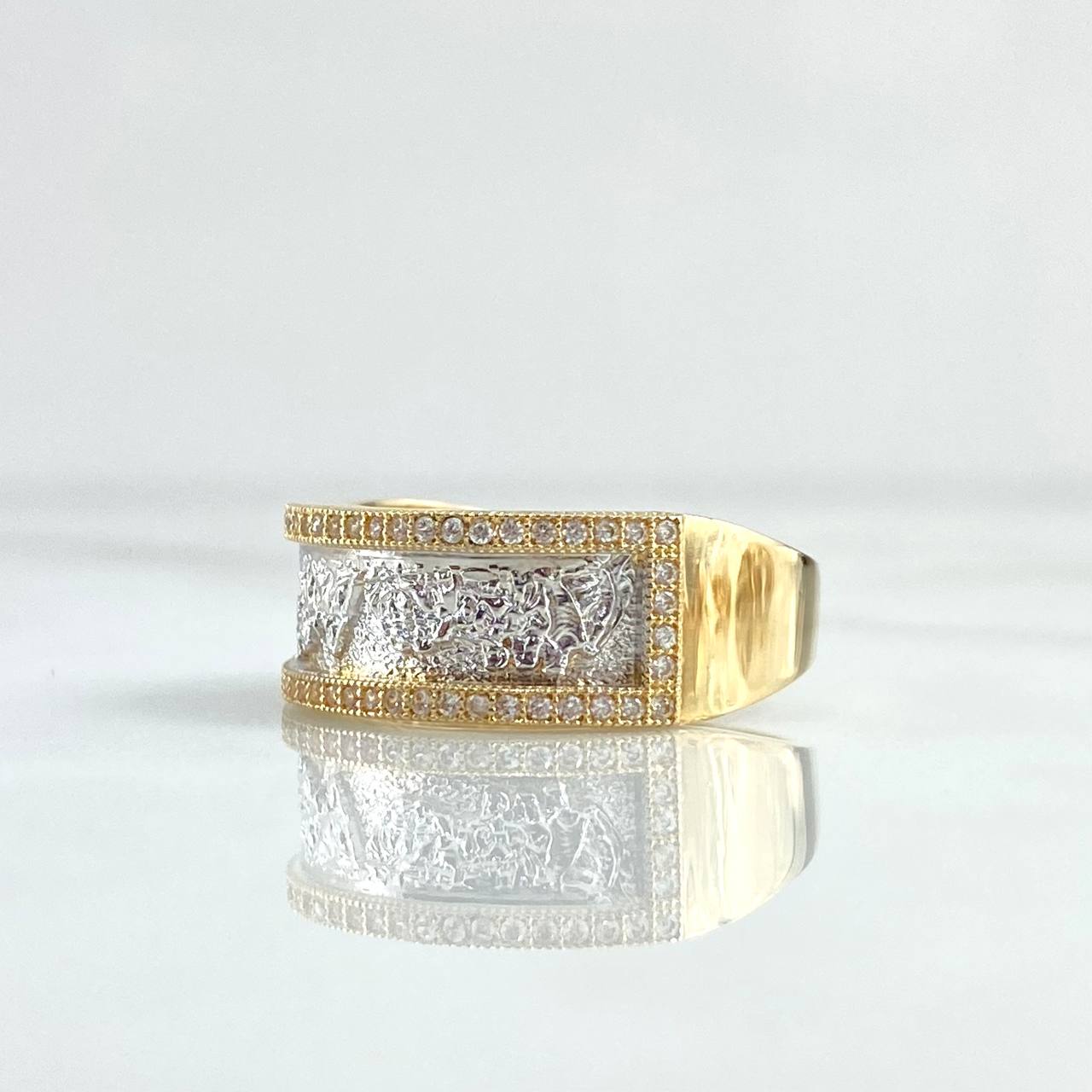 Anillo La Ultima Cena 6.2gr / T9 / Circones Blancos Dos Oros Amarillo Blanco 18K *
