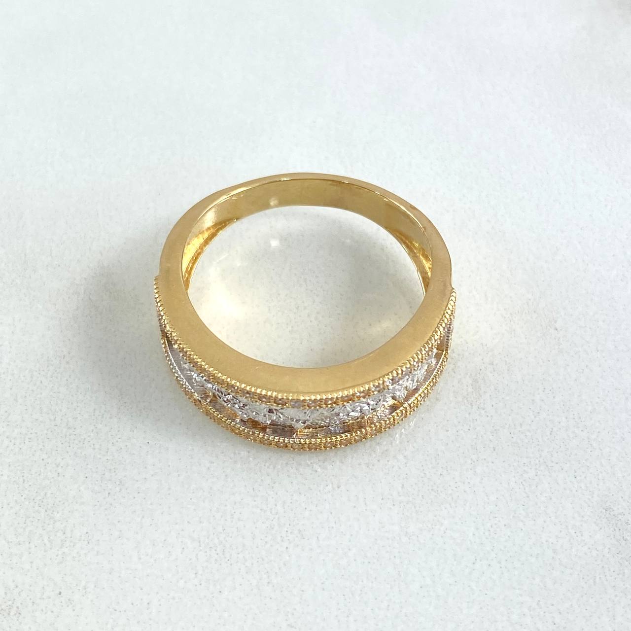 Anillo La Ultima Cena 6.2gr / T9 / Circones Blancos Dos Oros Amarillo Blanco 18K *