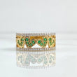 Anillo Carril De Corazones 5.55gr / T8 / Circones Blancos Verdes Oro Amarillo 18K *