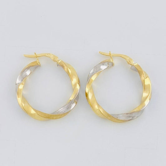 Candongas Ferchi Espiral Mate 2.9 g / 2.5 cm Dos Oros Amarillo Blanco 18K