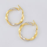 Candongas Ferchi Espiral Mate 2.75 g / 2.5 cm Dos Oros Amarillo Blanco 18K