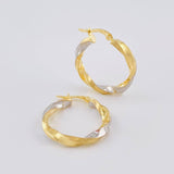 Candongas Ferchi Espiral Mate 2.8 g / 2.5 cm Dos Oros Amarillo Blanco 18K