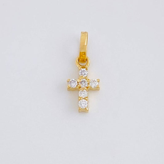 Dije Cruz Diamantes 8 Pts 0.4 g / 1.2 cm Oro Amarillo 18K