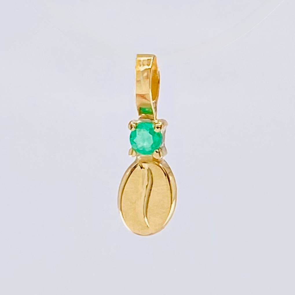 Dije Grano De Café Esmeralda 3 Pts 0.2 g / 1.1 cm Oro Amarillo 18K