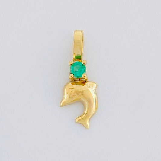 Dije Delfín Esmeralda 3 Pts 0.2 g / 1.2 cm Oro Amarillo 18K