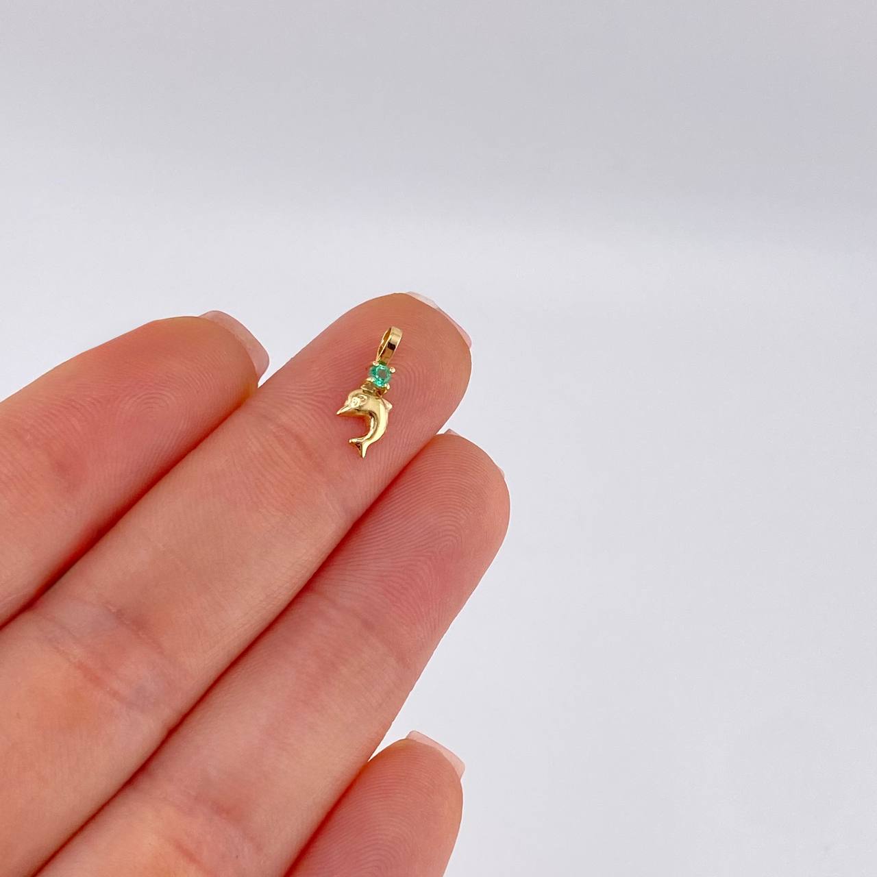 Dije Delfín Esmeralda 3 Pts 0.2 g / 1.2 cm Oro Amarillo 18K