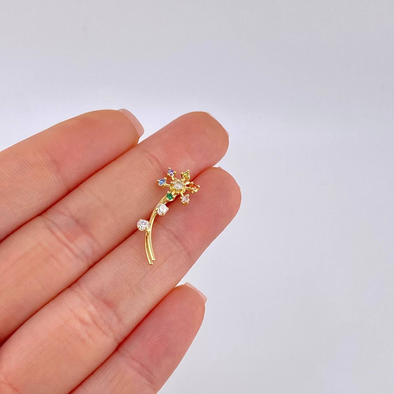Piercing Flor 1.1 g / 2.1 cm Oro Amarillo 18K