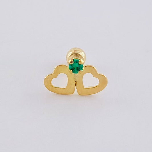 Piercing Chispa Duo Corazones 0.4 g / 1 cm Oro Amarillo 18K
