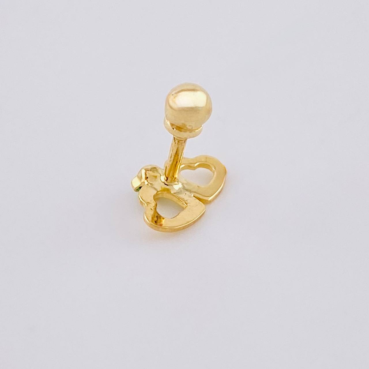Piercing Chispa Duo Corazones 0.4 g / 1 cm Oro Amarillo 18K