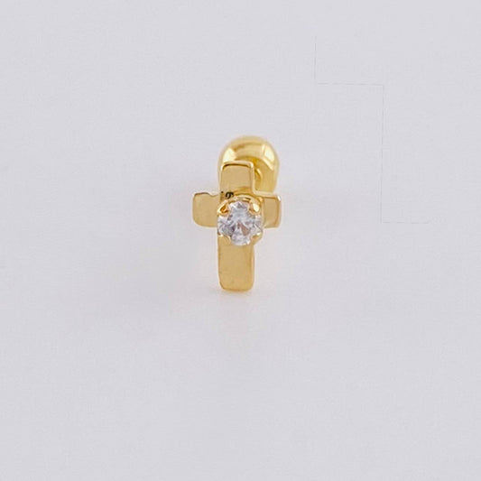 Piercing Chispa Cruz 0.35 g / 1 cm Oro Amarillo 18K