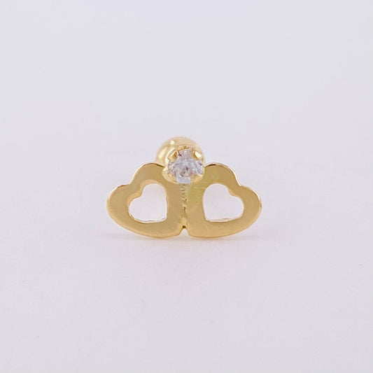 Piercing Chispa Duo Corazones 0.4 g / 1 cm Oro Amarillo 18K