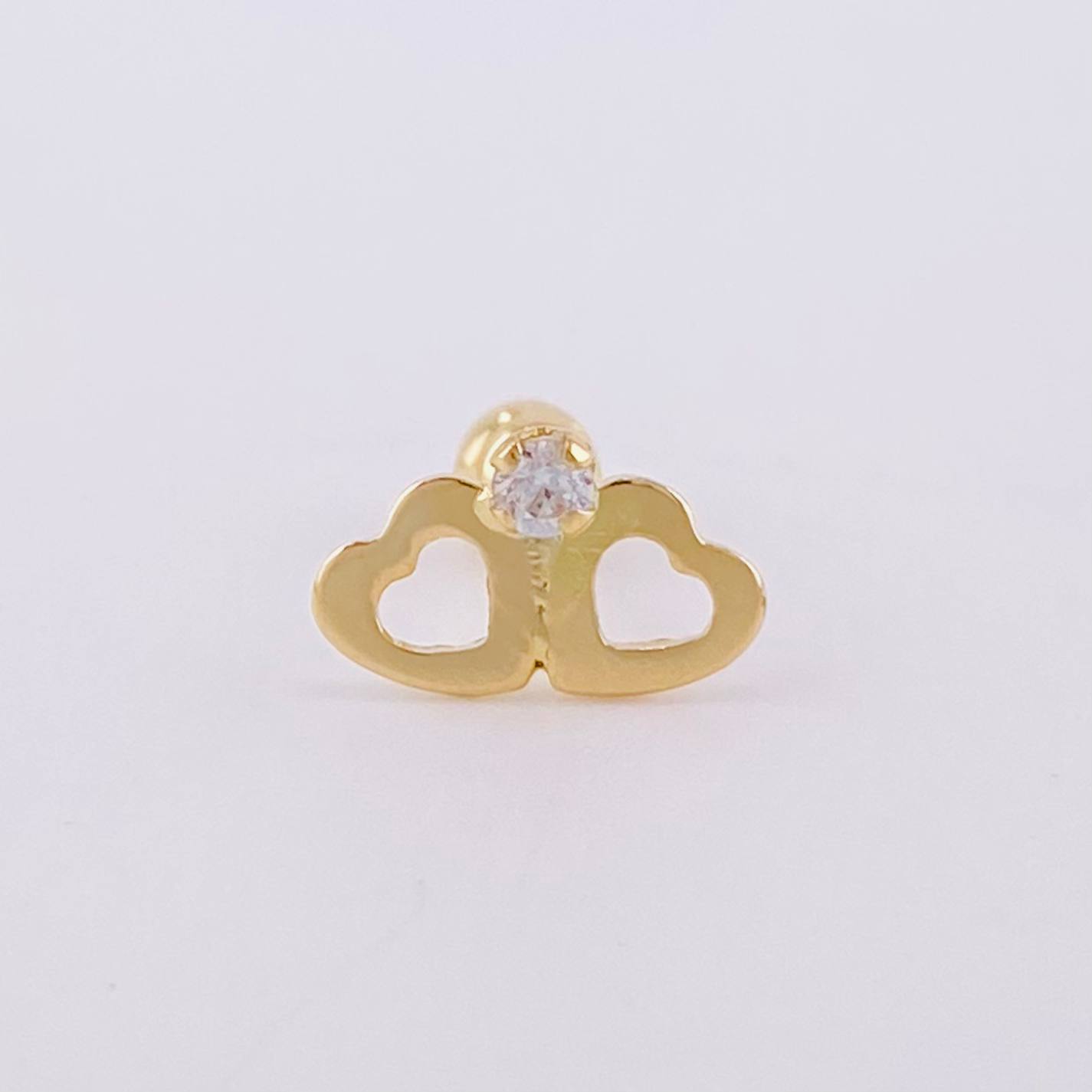Piercing Chispa Duo Corazones 0.4 g / 1 cm Oro Amarillo 18K