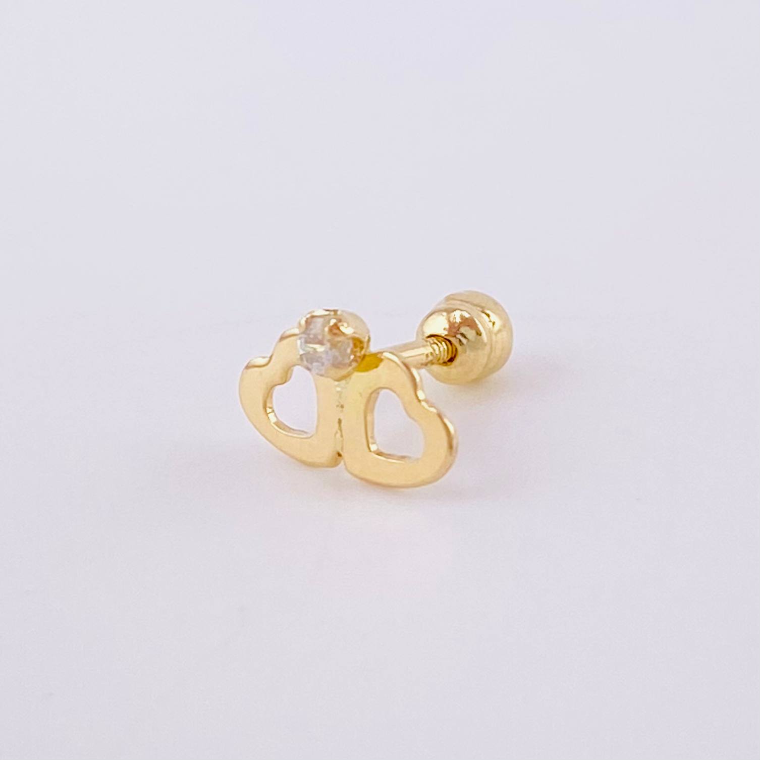 Piercing Chispa Duo Corazones 0.4 g / 1 cm Oro Amarillo 18K