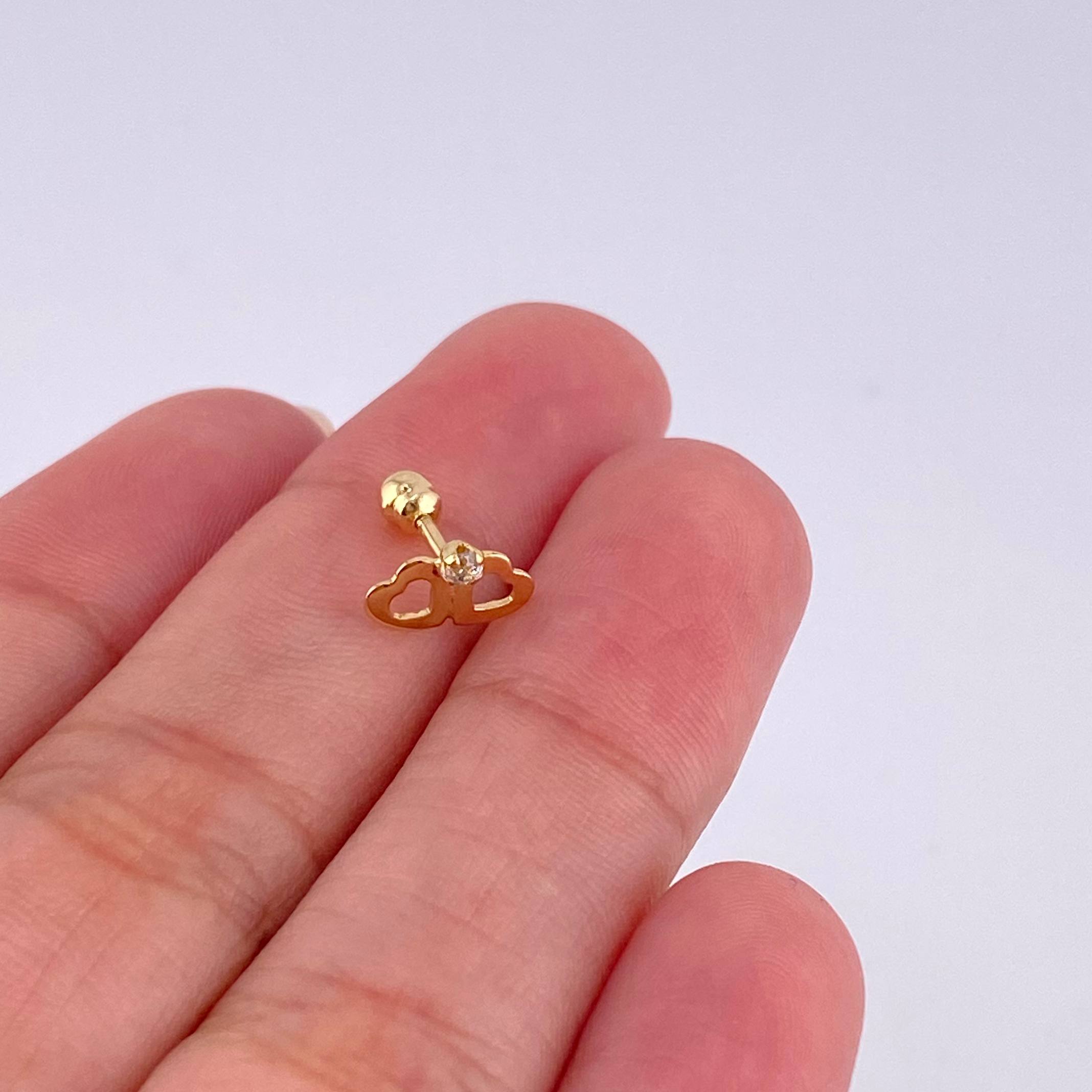 Piercing Chispa Duo Corazones 0.4 g / 1 cm Oro Amarillo 18K