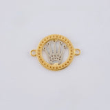 Herraje Circulo Corona 1.25 g / 1.9 cm Dos Oros Amarillo Blanco 18K