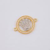 Herraje Circulo Corona 1.25 g / 1.9 cm Dos Oros Amarillo Blanco 18K