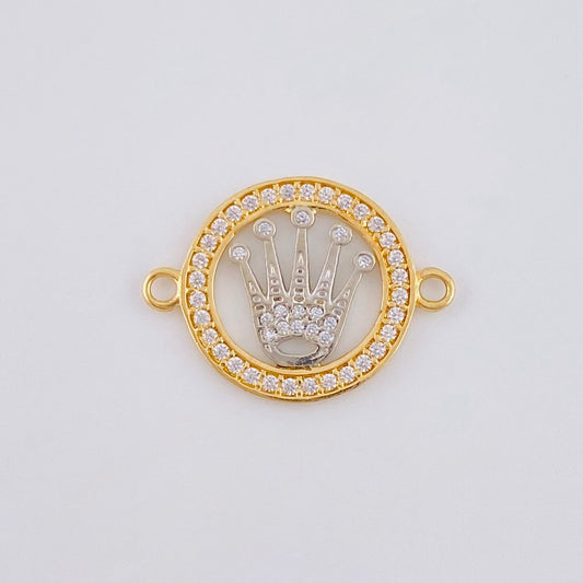 Herraje Circulo Corona 1.25 g / 1.9 cm Dos Oros Amarillo Blanco 18K