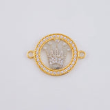 Herraje Circulo Corona 1.25 g / 1.9 cm Dos Oros Amarillo Blanco 18K