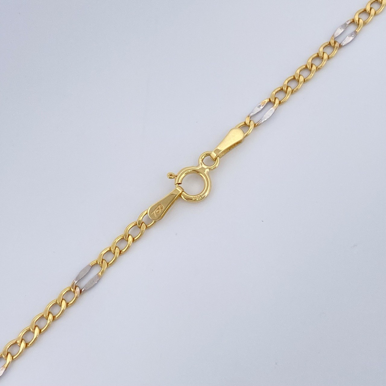 Cadena Figaro 3.1gr / 60cm / Dos Oros Amarillo Blanco +1 18K &